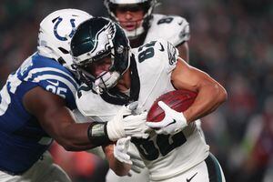 Philadelphia Eagles linebacker Nicholas Morrow (41) takes the field prior  to the NFL preseason football game against the Indianapolis Colts,  Thursday, Aug. 24, 2023, in Philadelphia. (AP Photo/Chris Szagola Stock  Photo - Alamy