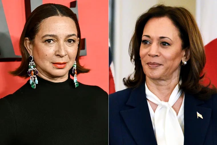 Maya Rudolph (left) appears at the Time100 Gala in New York on April 25 and Vice President Kamala Harris appears at a luncheon for Japanese Prime Minister Fumio Kishida at the State Department in Washington on April 11.