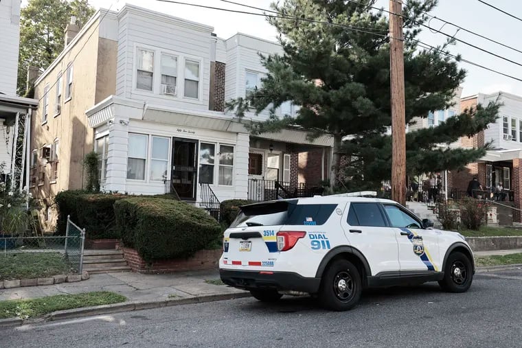 Philadelphia police on the 5500 block of North Sixth Street in Olney where a 25-year-old popular rapper, Abdul Vicks, was fatally shot Friday afternoon.