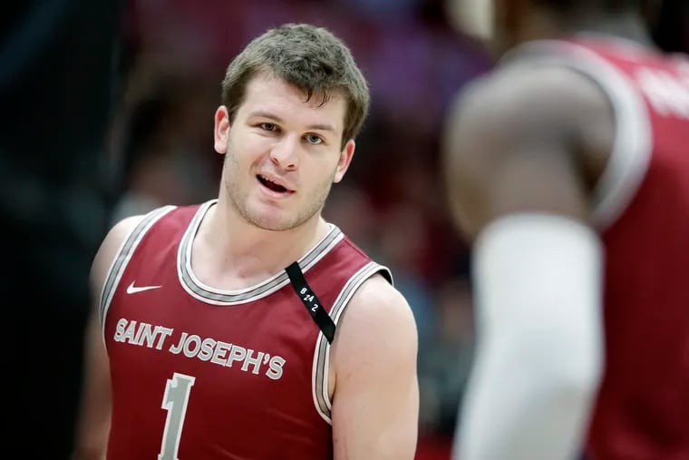 Ryan Daly, shown here during a February game, led the Hawks in the first-round Atlantic 10 Tournament game.