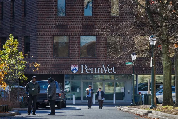 Exterior of Matthew J. Ryan Veterinary Hospital  at the University of Pennsylvania, where 65 students have complained of working more than 100 hours a week to ease nursing shortages.