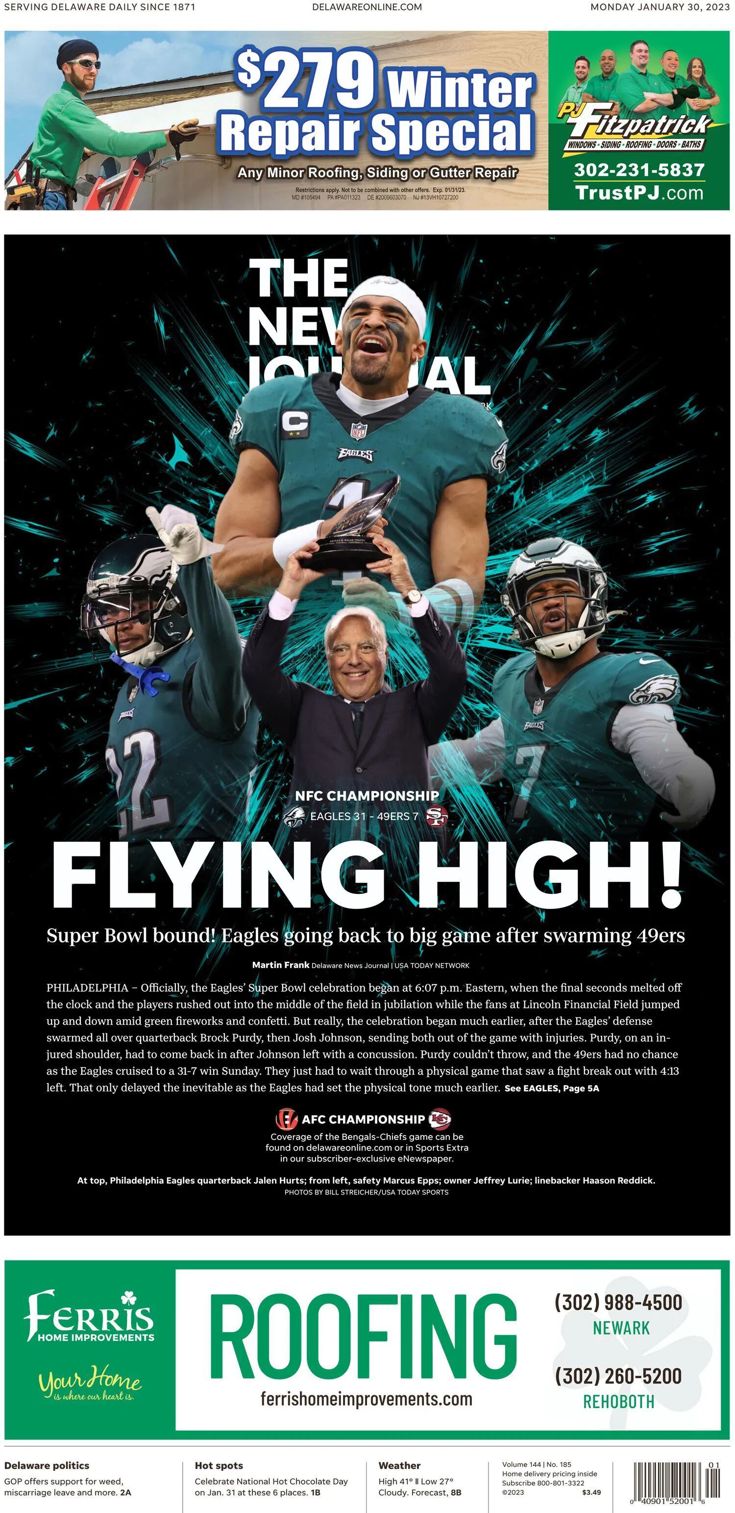 Newspaper front pages in Philadelphia, San Francisco after Eagles