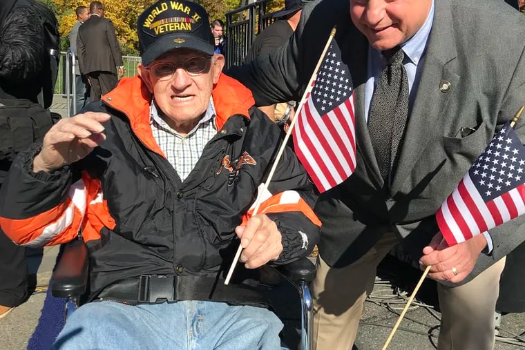 Mr. Reluga, at left, with Al Taubenberger at the 2019 Veterans Day parade. Taubenberger was an at-large member of Philadelphia's City Council from 2016 to 2020.