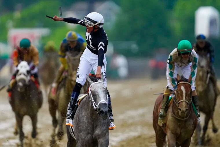 Seize the Grey, with Jaime Torres aboard, winning the Preakness Stakes on May 18. Seize the Grey will be in the No. 1 post at the Belmont.