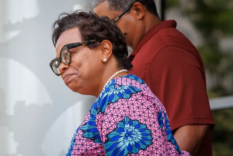 Former Camden Mayor Dana Redd leaving the Mercer County Criminal Courthouse in Trenton on July 9.