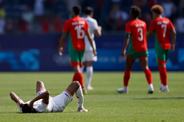 Morocco routed the Union's Nathan Harriel (left) and the rest of the U.S. men's Olympic soccer team.