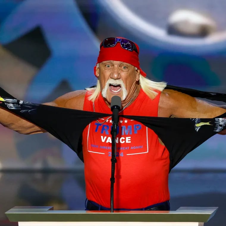 Hulk Hogan, professional entertainer and wrestler, addressed the Republican National Convention in July.