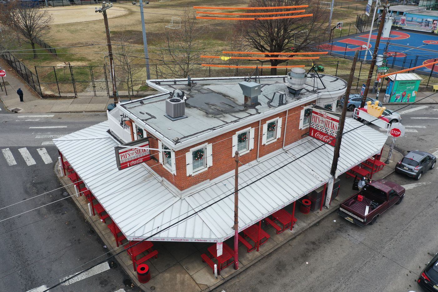 Pat's King of Steaks as seen by drone.