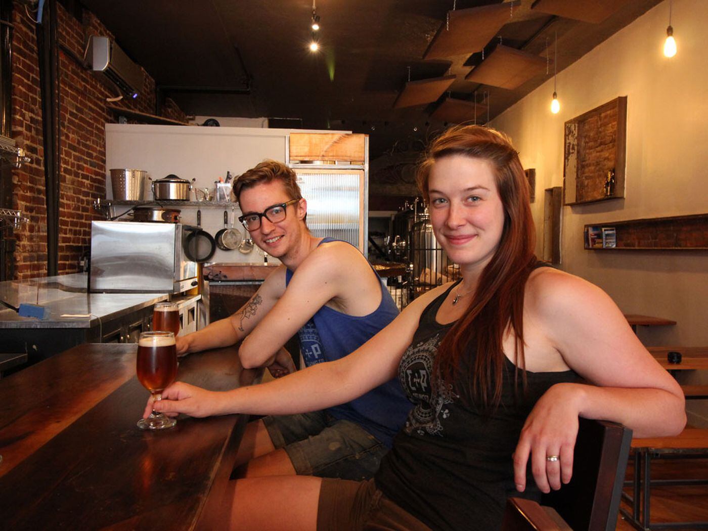 Crime & Punishment co-owner Michael Wambolt and former partner Kristen Snow at the Brewerytown brewery located at 2711 W. Girard Ave.