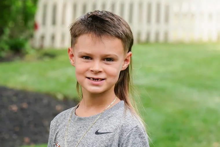 Seven-year-old Mikey Williams of South Jersey is off to the second round of the Kids Mullet Championship.