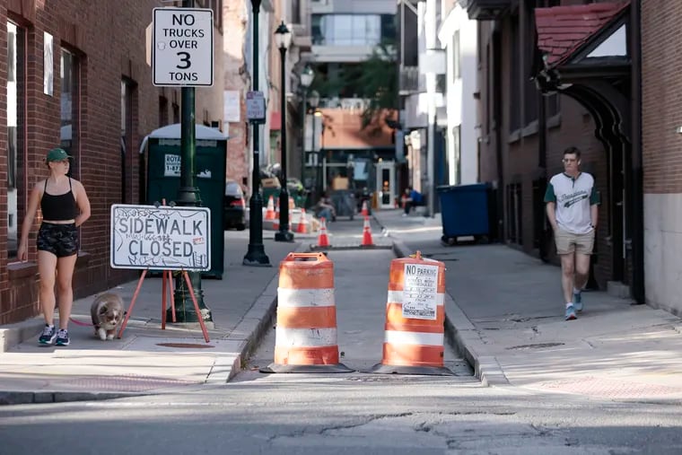 Construction is evident on South Camac Street in Center City Philadelphia on Thursday, August 22, 2024.