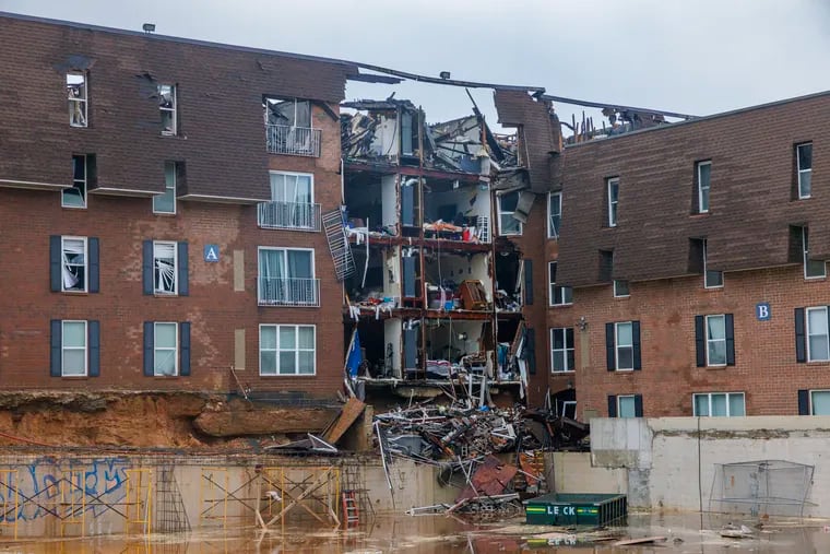 Scene of 4 alarm fire at 7400 Roosevelt Boulevard in Northeast Philadelphia late Thursday night.