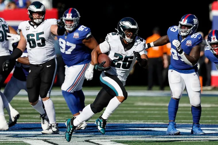 Eagles running back Saquon Barkley rushed for 176 yards against his former team on Sunday.