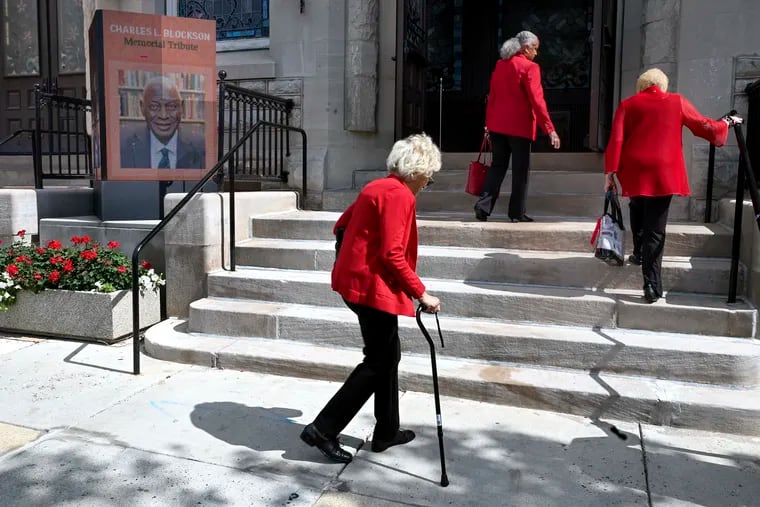 September 25, 2023: Members of the Delta Sigma Theta sorority arrive at the Temple University Performing Arts Center for a memorial tribute to Charles L. Blockson.