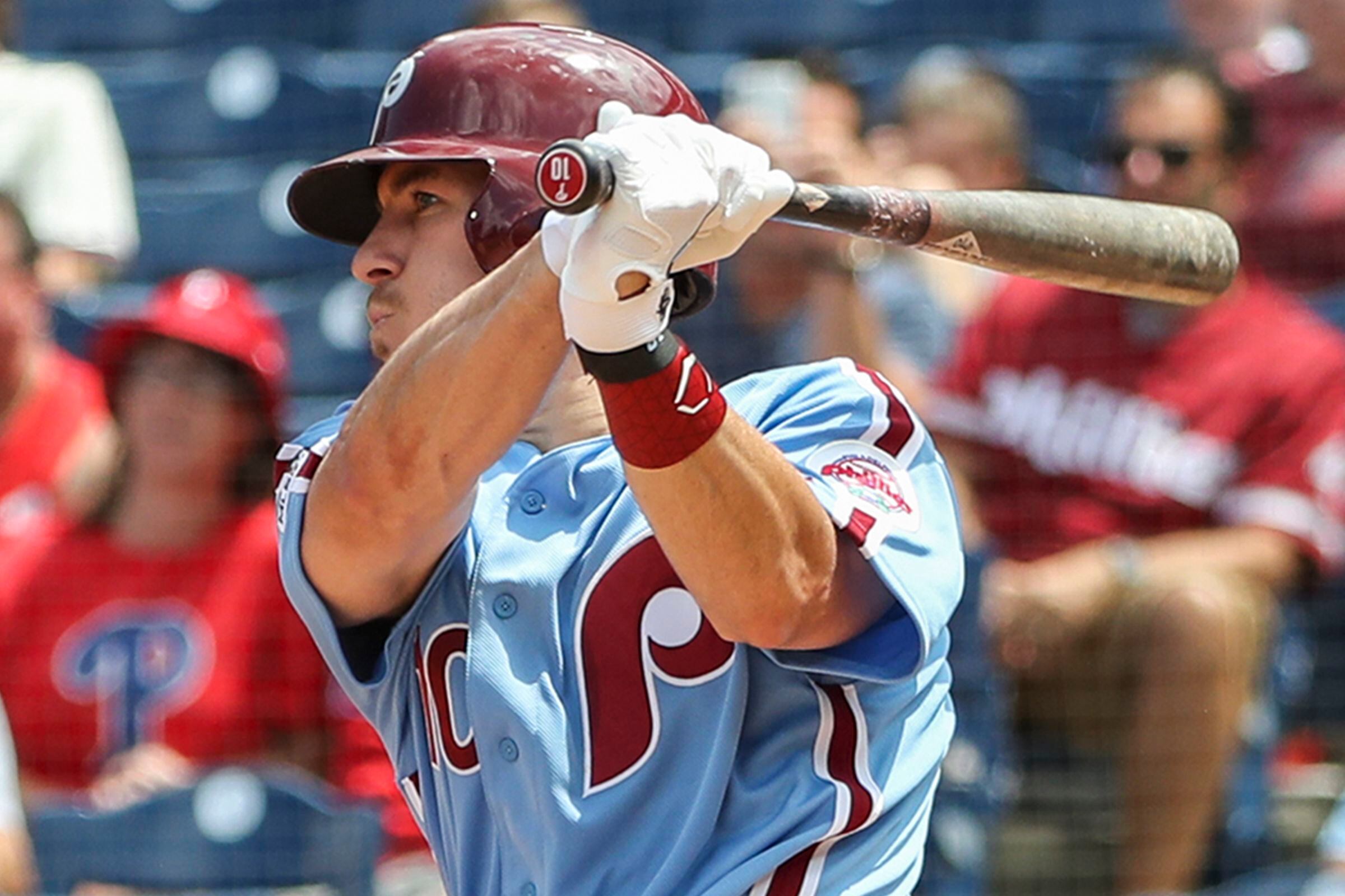 June 20 2021 San Francisco CA, U.S.A. The Phillies catcher J.T. Realmuto  (10) up at bat during the MLB game between the Philadelphia Phillies and  San Francisco Giants, Phillies lost 11-2 at