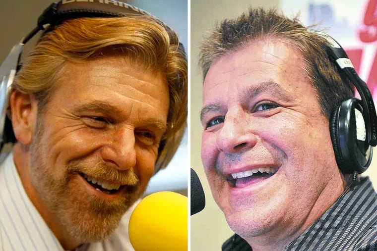 Former 97.5 The Fanatic host Mike Missanelli (right) spoke about his former colleague, 94.1 WIP host Howard Eskin, during an appearance on the station Thursday.