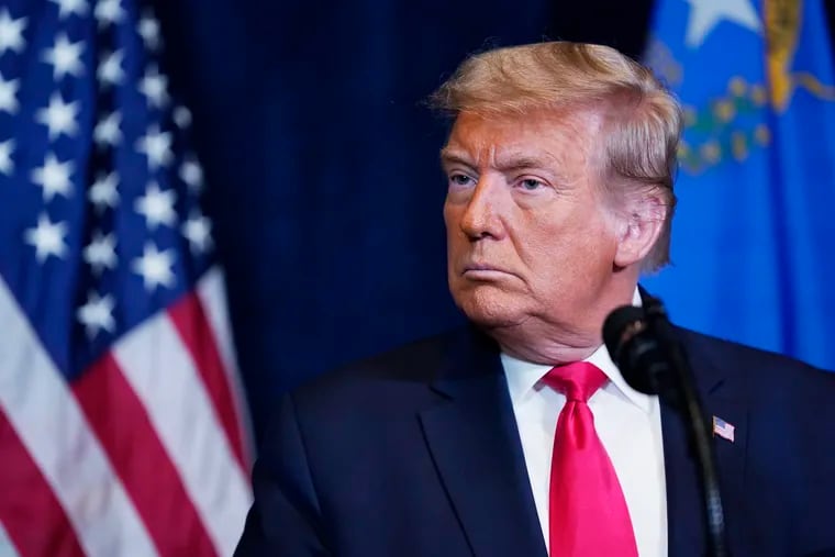 President Donald Trump listens as Nevada business leaders talk at Trump International Hotel Las Vegas, Wednesday, Oct. 28, 2020, in Las Vegas. (AP Photo/Evan Vucci)