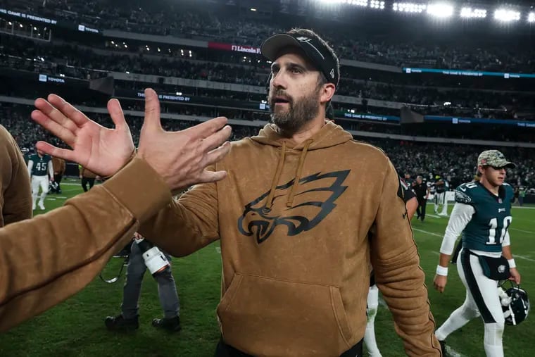 Eagles coach Nick Sirianni after the game against the Dallas Cowboys on Nov. 5 at Lincoln Financial Field.