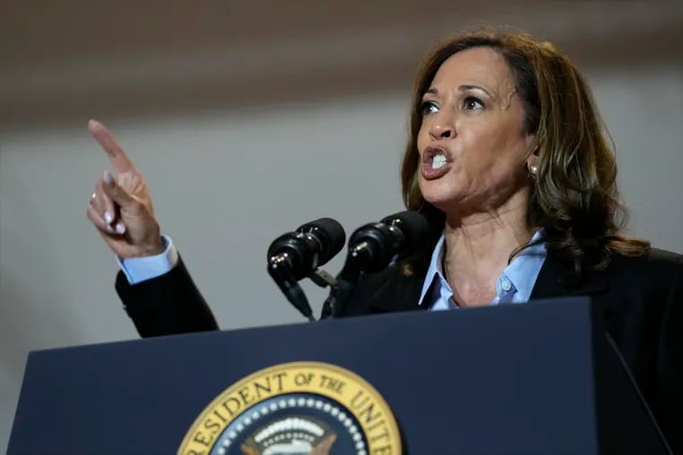 Democratic presidential nominee Vice President Kamala Harris campaigns with President Joe Biden at the IBEW Local Union No. 5 hall in Pittsburgh on Labor Day.