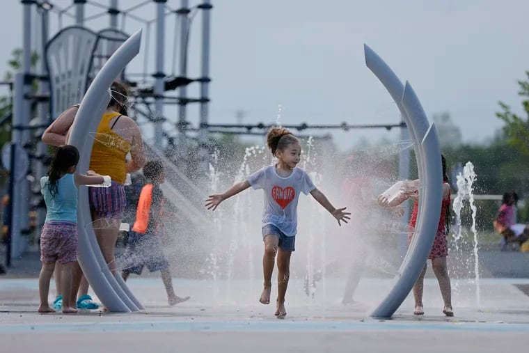 During next week's heat health emergency, Philadelphia officials recommend residents who need to cool off visit one of more than 150 cooling sites, including spraygrounds such as the one at Carmella Playground.