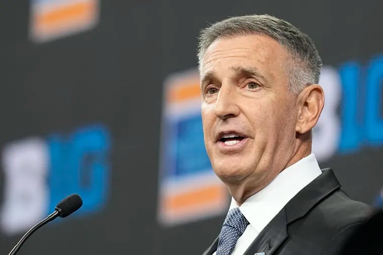 Big Ten commissioner Tony Petitti speaks during the conference's media day on Wednesday in Indianapolis.