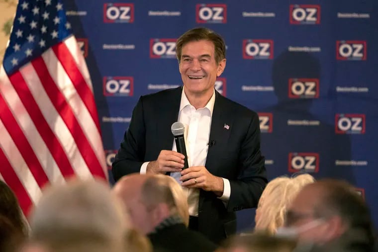 Mehmet Oz, a Republican candidate for U.S. Senate in Pennsylvania, speaks during a town hall campaign event at Arcaro and Genell in Old Forge, Pa., on Wednesday, Jan. 19, 2022. He was recently endorsed by former President Donald Trump.