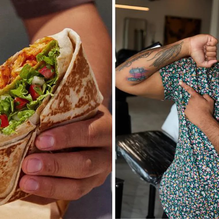 Philly chef Reuben Asaram (right) was one of three chefs tapped by Taco Bell to revamp the Crunchwrap Supreme. His Indian Buffet Crunchwrap (left) could land in stores sometime in 2025.