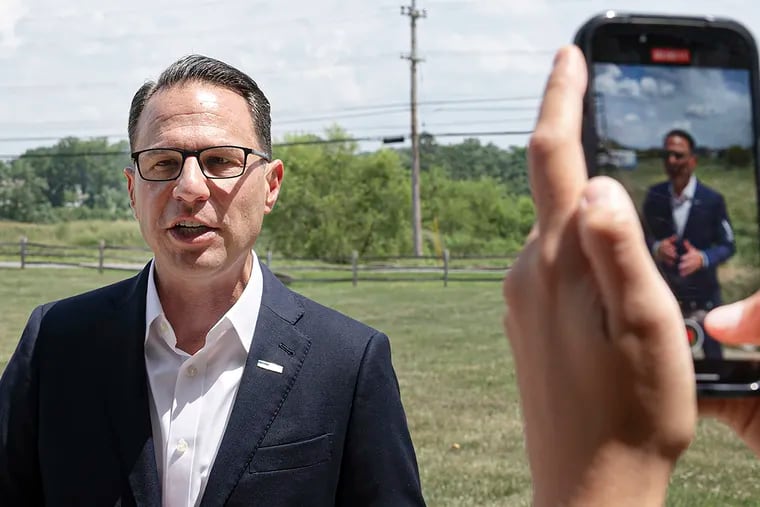 Gov. Josh Shapiro delivers a speech for his social media team on Friday, minutes after speaking about investments in Pennsylvania's HBCUs, and his potential VP candidacy during a visit to Cheyney University.