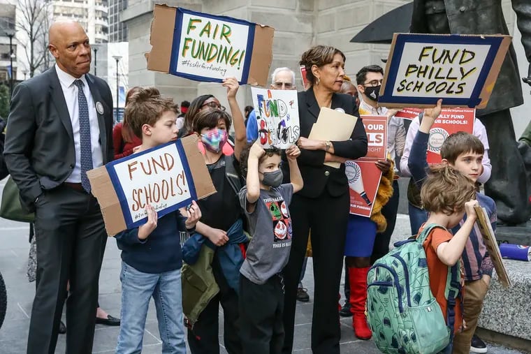 Students rally for fair education funding in Philadelphia in 2022.