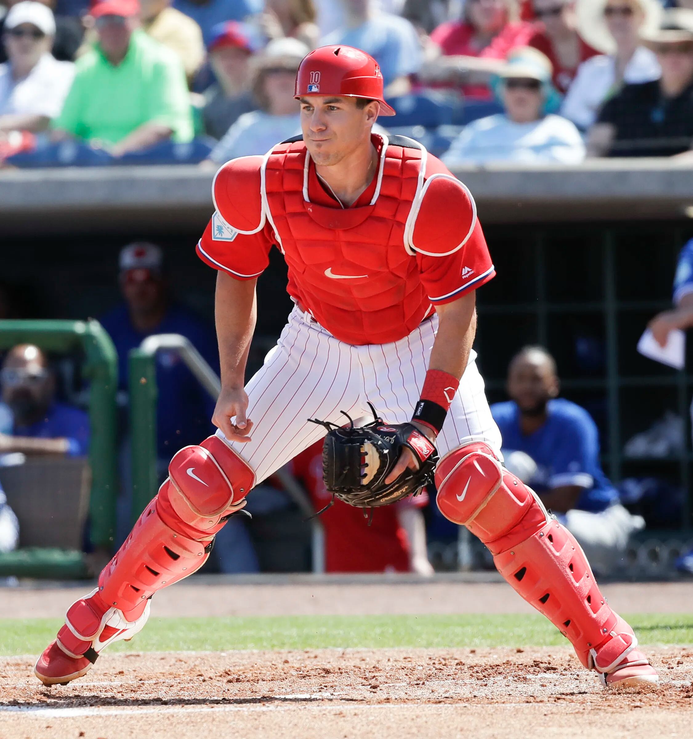 J.T. Realmuto practices catching basestealers