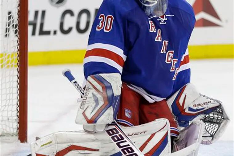 Rangers goalie Henrik Lundqvist made 27 saves in a 1-0 win over the Capitals. Game 7 is Monday. (KATHY WILLENS / AP)