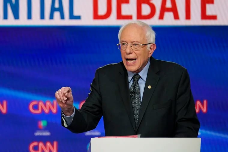 Sen. Bernie Sanders, shown speaking during a March debate, has dropped out of the Democratic presidential race.