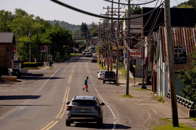 Main Street in Sheffield, Pa., on May 31, 2024. Sheffield is much like many rural Pennsylvania towns, where deaths have outpaced births.
