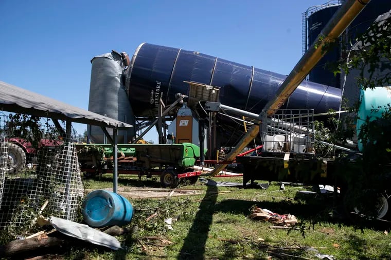 The Mullica Hill tornado caused significant damage at Wellacrest Farms in Mullica Hill, N.J. as seen on Sept. 2. Remnants of Ida moved through the Philadelphia area Wednesday into Thursday, bringing heavy rain and widespread flooding.