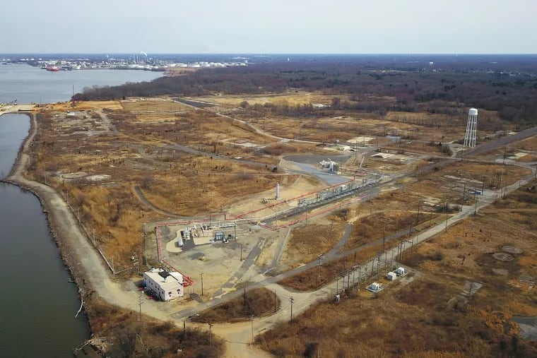 The Repauno site in Gloucester County, where Delaware River Partners LLC has proposed to build a new wharf in the area shown in the foreground. (Office of the Attorney General/Tim Larsen)