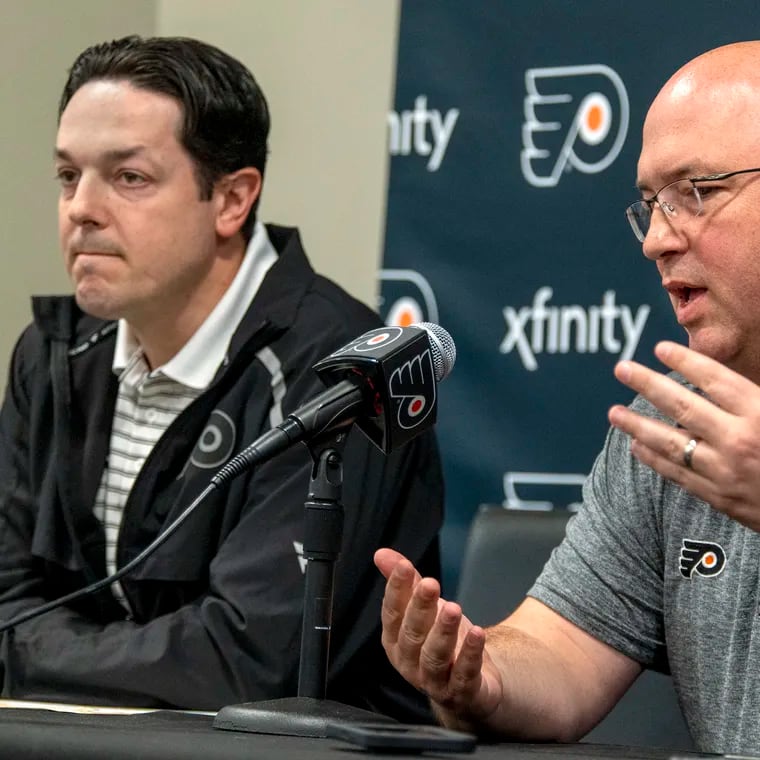 Flyers general manager Danny Brière (left) has placed the responsibility for the draft on  assistant general manager Brent Flahr.