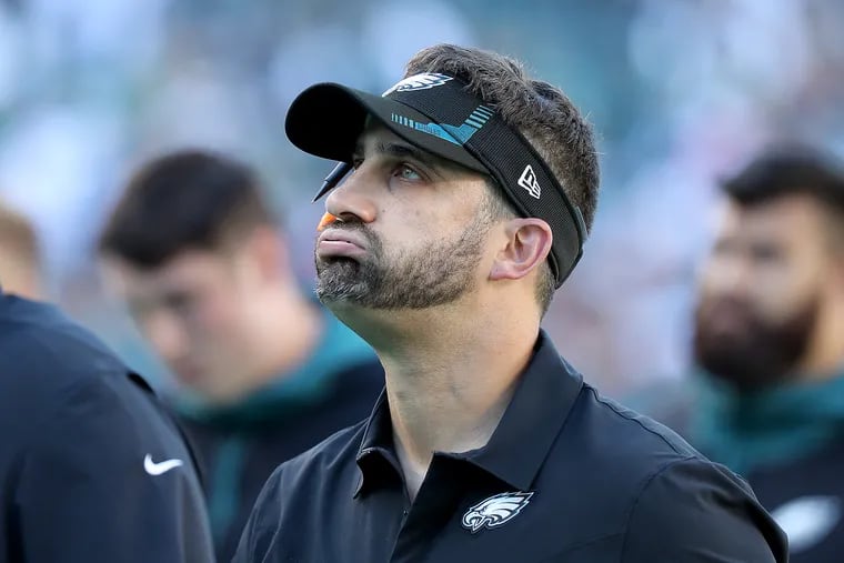 Philadelphia Eagles head coach Nick Sirianni walks off the field after the Eagles lose 17-11 to the San Francisco 49ers.