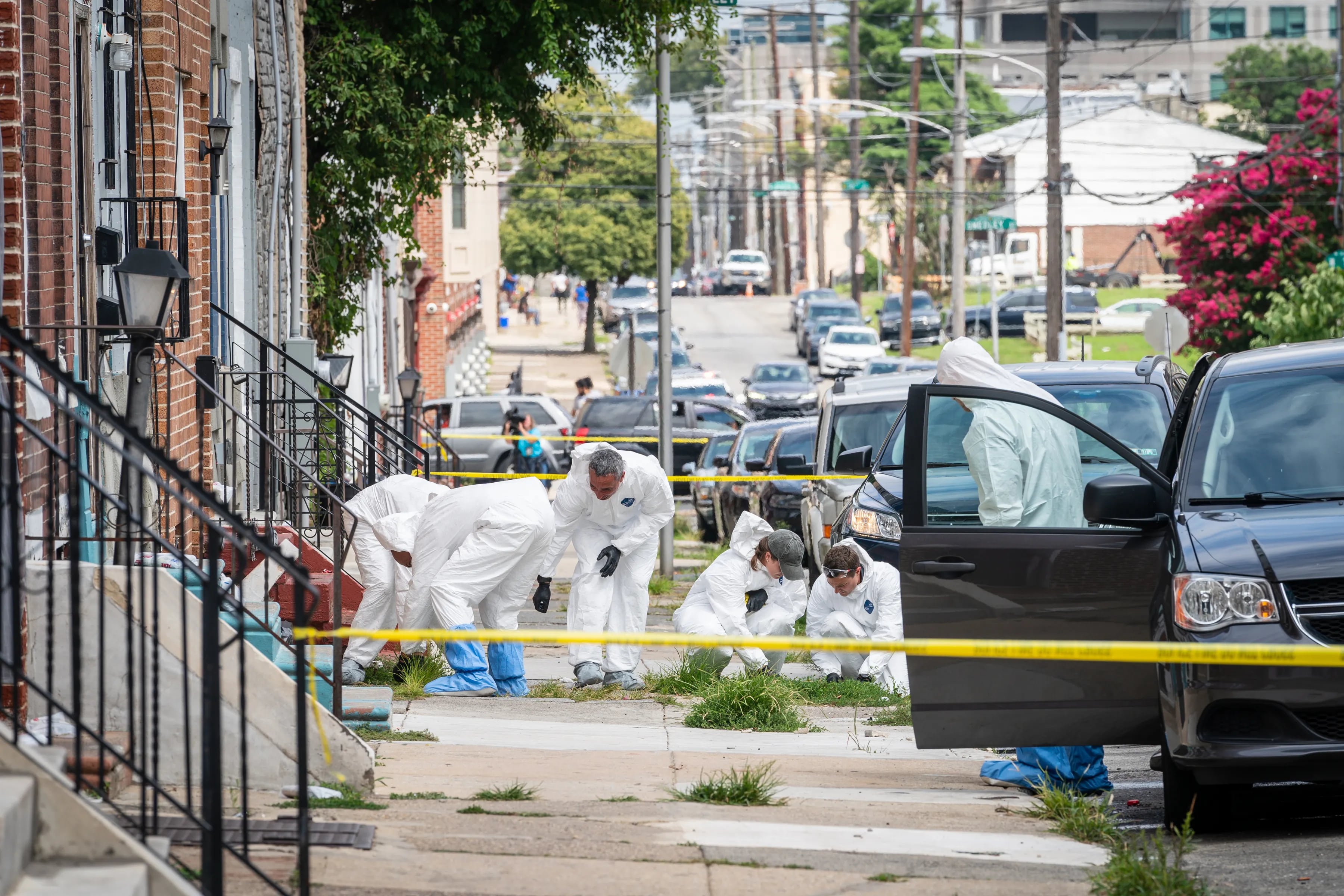 The scene on the 1700 block of West Venango Street, where an FBI agent shot a man on Friday.