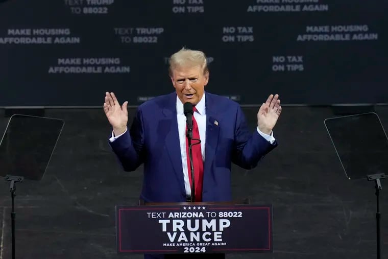 Former President Donald Trump speaks during a campaign event at the Linda Ronstadt Music Hall Thursday in Tucson, Ariz.