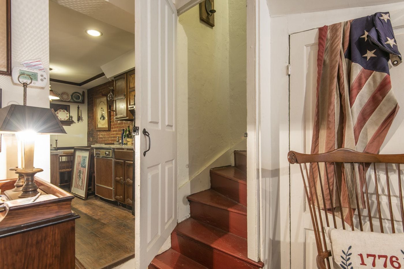 Like many homes built during the 1700s, 139 Elfreth's Alley contains a narrow, spiral staircase. The current owner decorated with furniture resembling the colonial period.