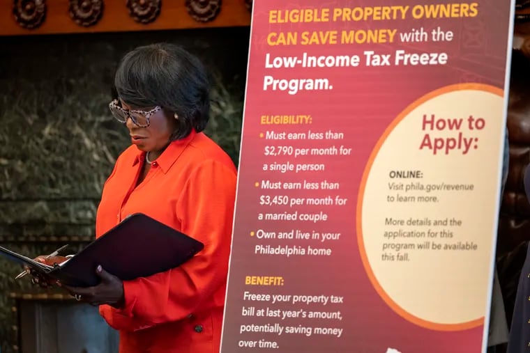 Mayor Cherelle L. Parker during a press conference at City Hall on Monday Aug. 5, 2024, as her office prepares to release the first citywide real estate reassessment in two years.