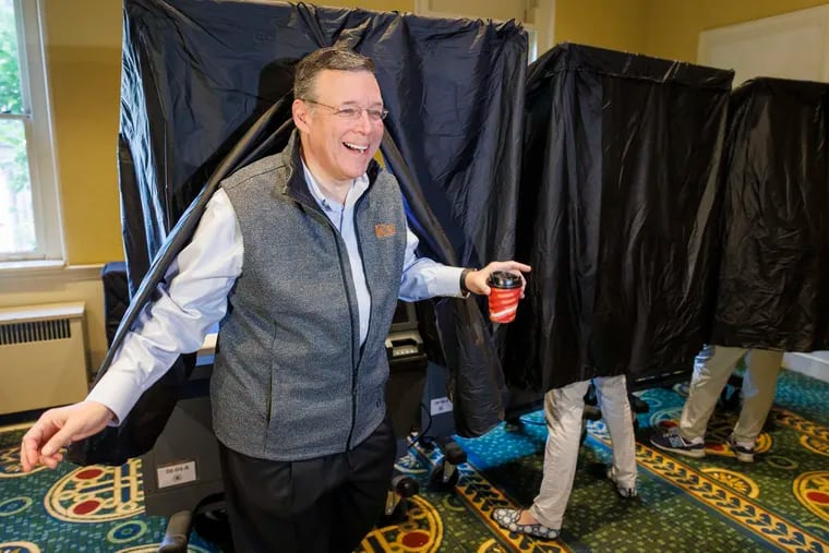 Candidate mayor Jeff Brown votes at Tenth Presbyterian Church at 17th and Spruce on May 16, 2023, when he was on the ballot in the Democratic primary.