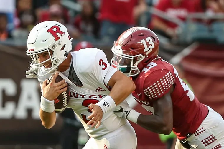 Rutgers quarterback Evan Simon (3) has committed to Temple to be a part of its quarterbacking corps.