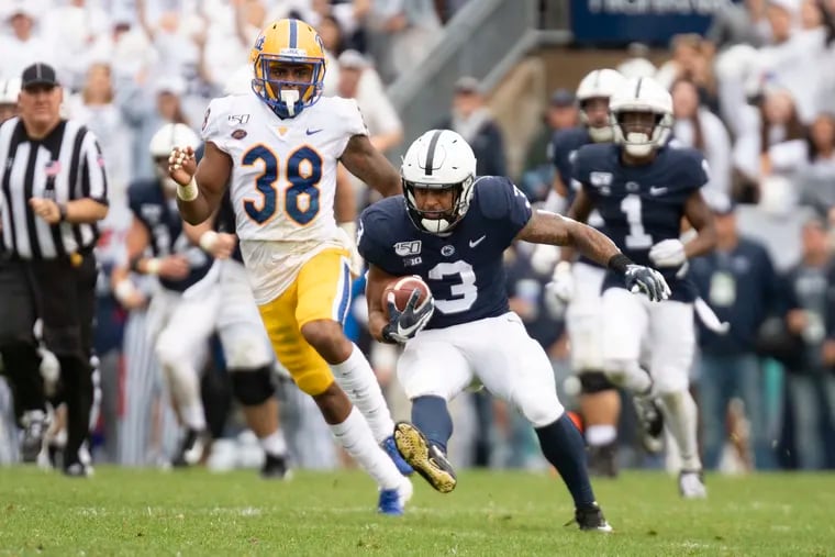 Ricky Slade (3) is part of Penn State's four-headed running attack.