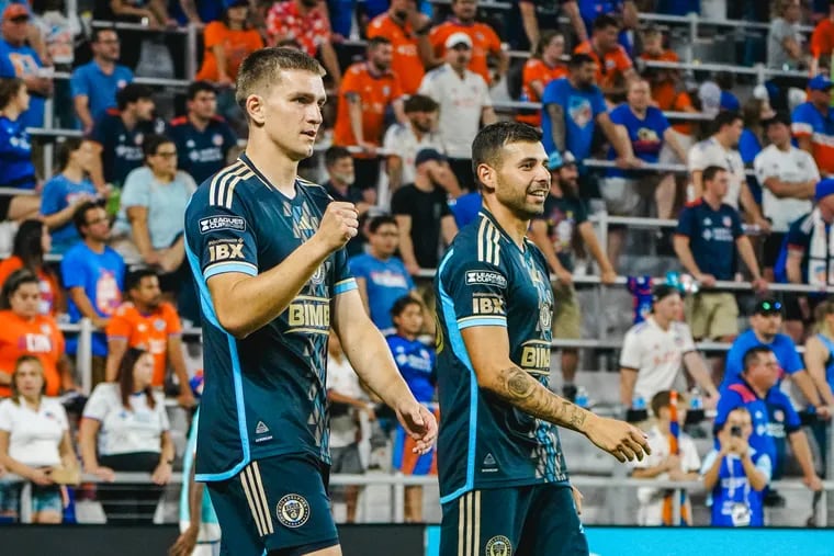 Mikael Uhre (left) and Tai Baribo (right) scored goals in the Union's Leagues Cup round of 16 win at FC Cincinnati.