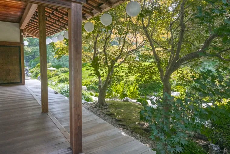 Shown is a view of the Japanese Garden seen form the Shofuso Japanese Cultural Center on August 24, 2024. The Shofuso Japanese Cultural Center, located in West Fairmount Park, has been cited by Quiet Parks International as a place of respit in an urban location.