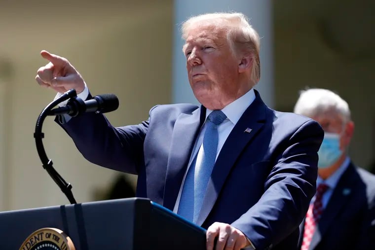 President Donald Trump speaking during a news conference at the White House on May 15.