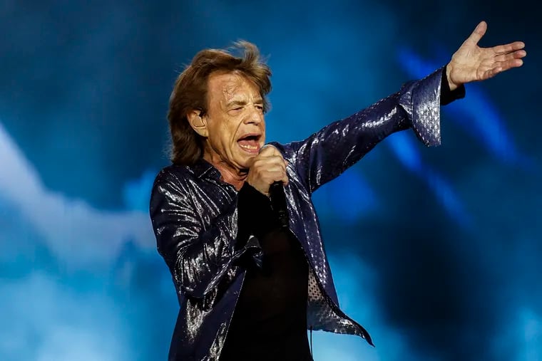 Mick Jagger performs during Tuesday's Rolling Stones concert at Lincoln Financial Field.