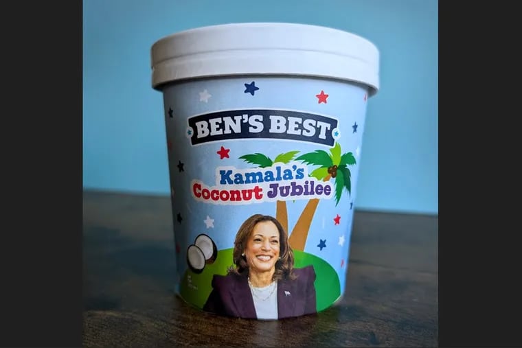 At least 40 pints of the limited edition "Kamala's Coconut Jubilee" will be given away in an online raffle as part of the "Scoop the Vote" tour organized by MoveOn.org.