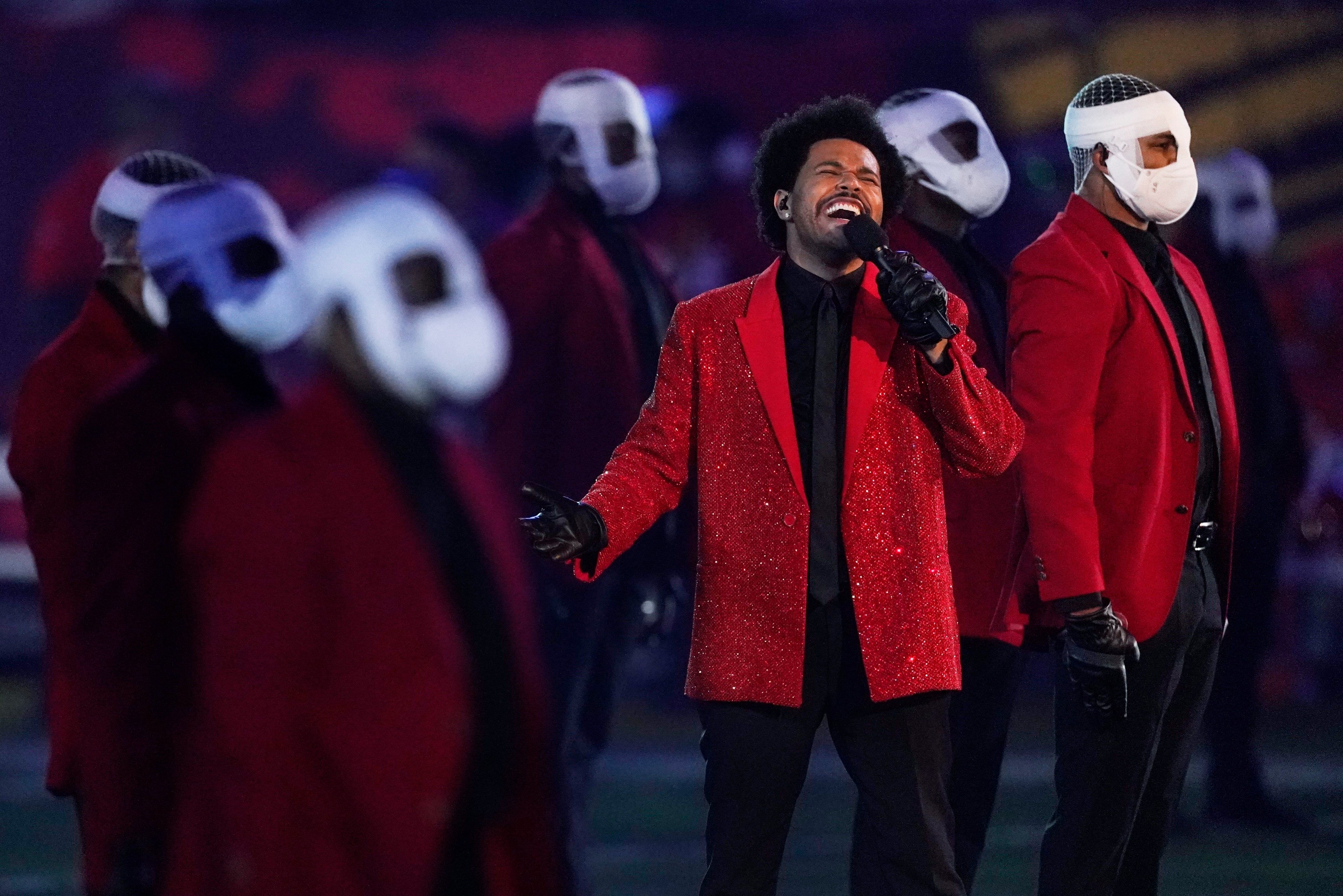 The Weeknd performs at a socially distant Super Bowl halftime show